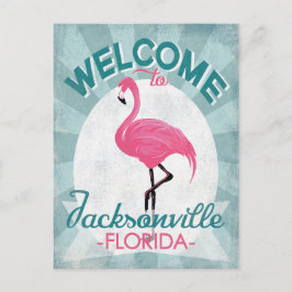 Jacksonville Florida Pink Flamingo Retro Postkarte