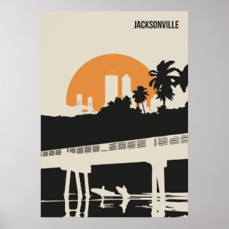 Jacksonville Florida Retro Minimaler Buchabdeckung Poster
