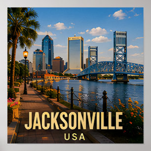 Jacksonville Florida Riverfront Reise-Geschenk Poster