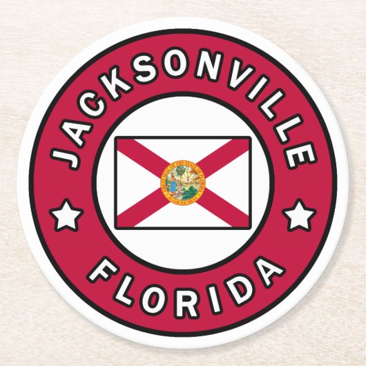 Jacksonville Florida Runder Pappuntersetzer (Vorderseite)