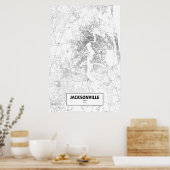 Jacksonville, Florida (schwarz auf weiß) Poster (Küche)