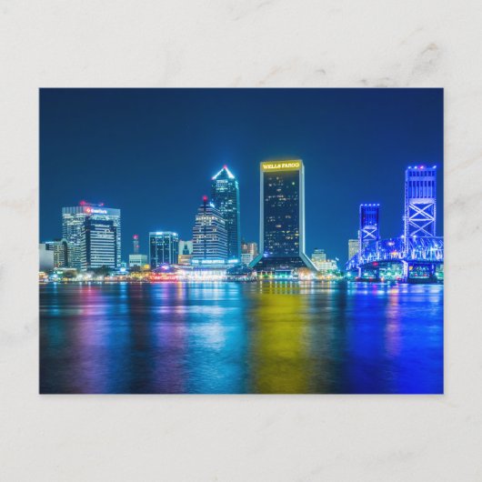 Jacksonville Florida Skyline am Fluss Postkarte (Vorderseite)