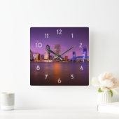 Jacksonville Florida Skyline at Night Quadratische Wanduhr (Zuhause)