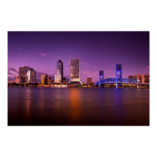 Jacksonville Florida Skyline bei Nacht Poster (Vorderseite)