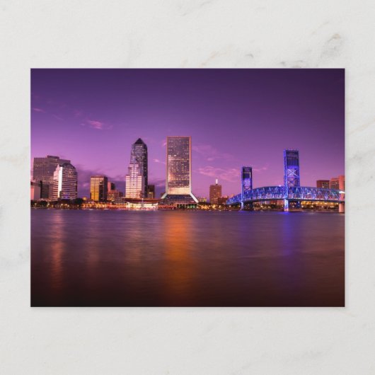 Jacksonville Florida Skyline bei Nacht Postkarte (Vorderseite)