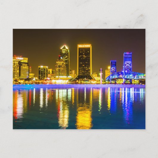 Jacksonville Florida Skyline entlang Fluss Postkarte (Vorderseite)