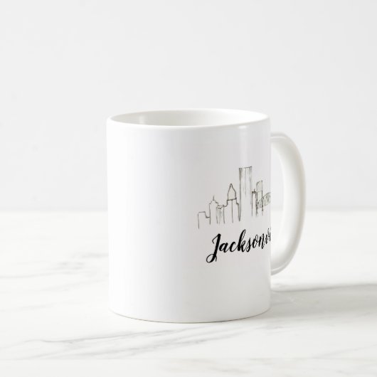 Jacksonville Florida Skyline Illustration Art Kaffeetasse (VorderseiteRechts)