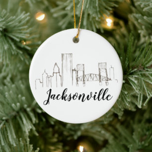 Jacksonville Florida Skyline Illustration Art Keramik Ornament