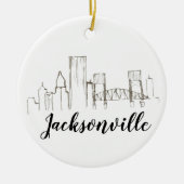 Jacksonville Florida Skyline Illustration Art Keramik Ornament (Vorne)