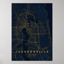 Jacksonville Florida Stilisierte Kartenprint Poster