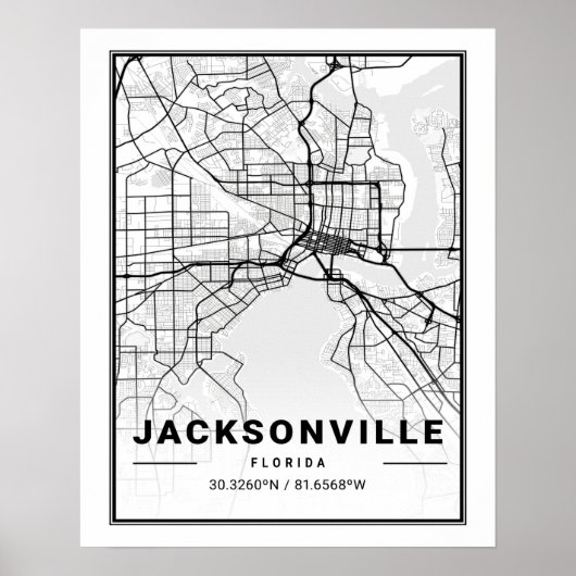 Jacksonville Florida USA Travel City Map Poster (Vorne)