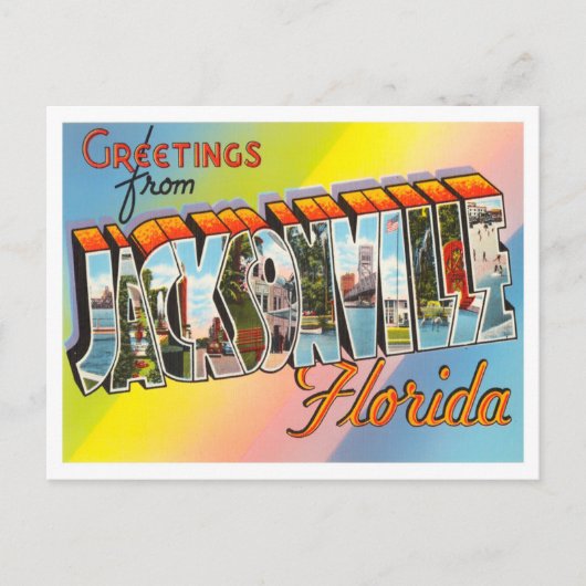 Jacksonville, Florida Vintag Big Letters Postcard Postkarte (Vorderseite)