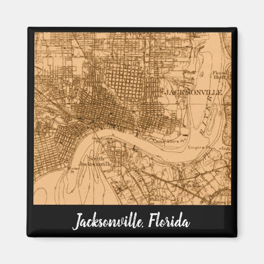 Jacksonville Florida Vintage Karte Magnet (Vorne)