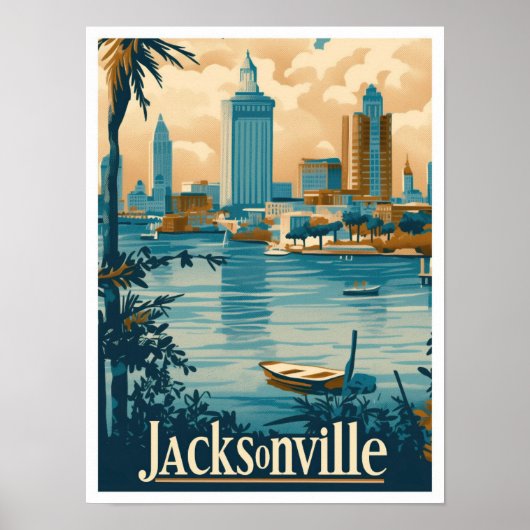 Jacksonville Florida Vintage Travel Illustration Poster (Vorne)