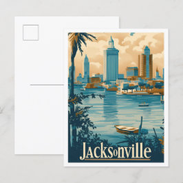 Jacksonville Florida Vintage Travel Illustration Postkarte