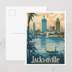 Jacksonville Florida Vintage Travel Illustration Postkarte