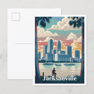 Jacksonville Florida Vintage Travel Illustration Postkarte