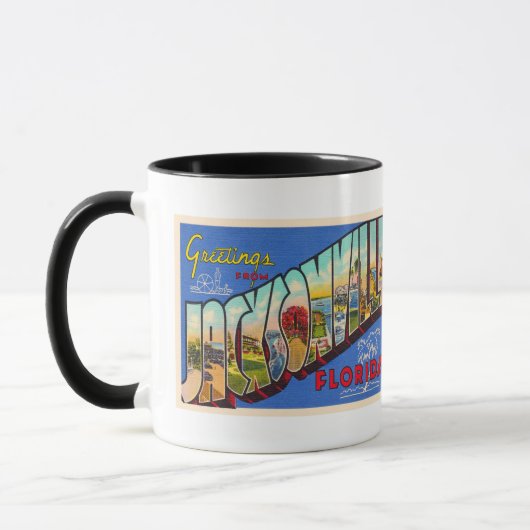 Jacksonville Florida Vintager Großbuchstabe Postka Tasse (Links)