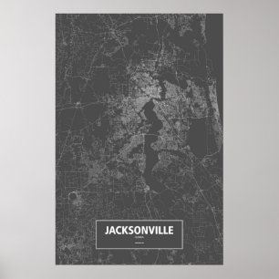 Jacksonville, Florida (weiß auf Schwarzem) Poster