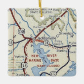 Jacksonville NC Vintage Karte Keramikornament (Vorderseite)