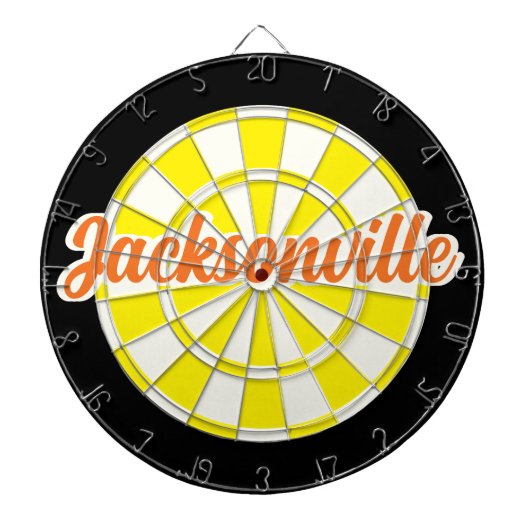 Jacksonville Orange Text Gelb Weiß Dartscheibe (vorne)