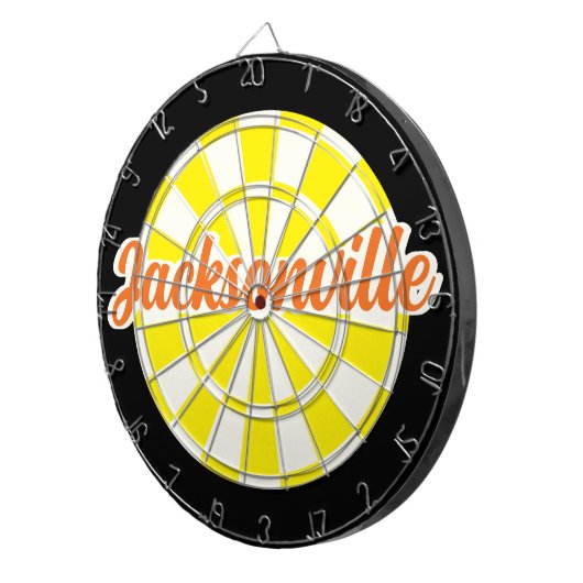 Jacksonville Orange Text Gelb Weiß Dartscheibe (Vorderseite rechts)