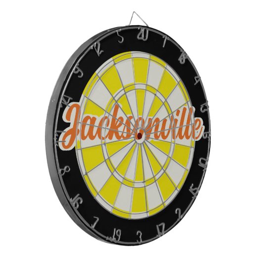 Jacksonville Orange Text Gelb Weiß Dartscheibe (Vorderseite Links)