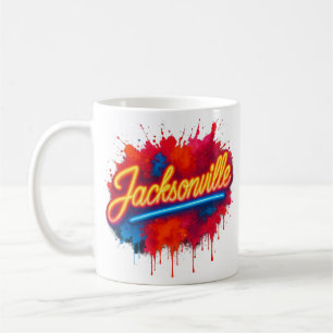 Jacksonville Retro Neon Street Art Design Kaffeetasse