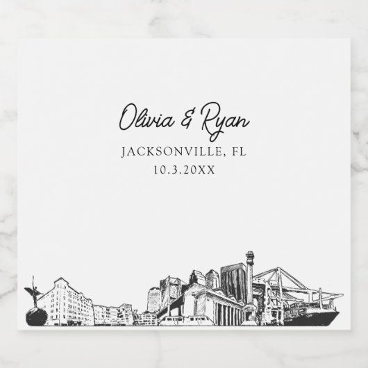 Jacksonville Sehenswürdigkeiten Personalisiertes B Bierflaschenetikett (Einzelnes Label)