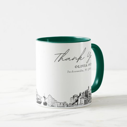 Jacksonville Sketch Simple Custom Wedding Tasse (VorderseiteRechts)
