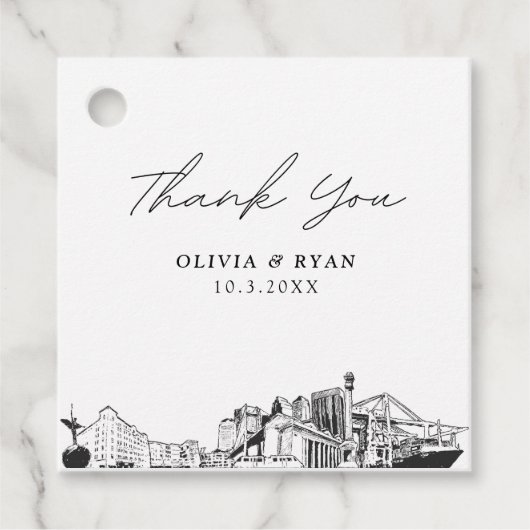Jacksonville Sketch Wedding Modern Favor Tag Geschenkanhänger (Vorderseite)