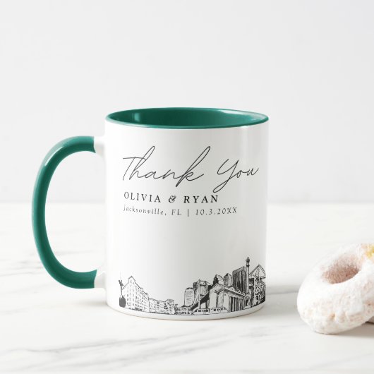 Jacksonville Skizze Einfache Benutzerdefinierte Ho Tasse (Mit Donut)