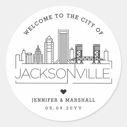 Jacksonville Skyline | Begrüßungsnachricht Runder Aufkleber (Vorderseite)