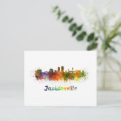 Jacksonville skyline im Watercolor Postkarte (Stehend Vorderseite)