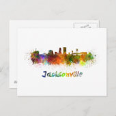 Jacksonville skyline im Watercolor Postkarte (Vorne/Hinten)