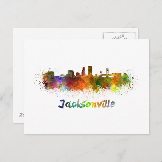 Jacksonville skyline im Watercolor Postkarte (Vorne/Hinten)