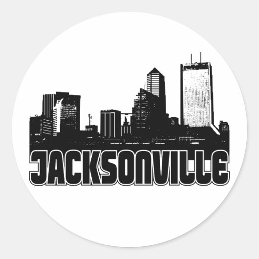 Jacksonville Skyline Runder Aufkleber (Vorderseite)