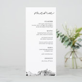 Jacksonville Skyline Sketch Wedding Dinner Menu Menükarte (Stehend Vorderseite)