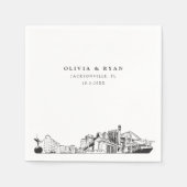 Jacksonville Skyline Wedding Paper Cocktail Napkin Serviette (Vorderseite)