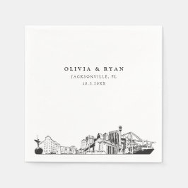 Jacksonville Skyline Wedding Paper Cocktail Napkin Serviette