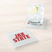 Jacksonville Staat University JAX STAAT Bold Red Glasuntersetzer (Schrägansicht)