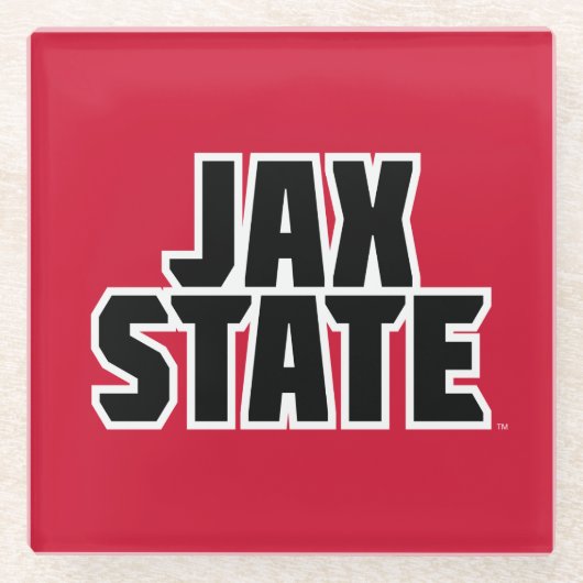 Jacksonville Staat University JAX STAAT Bold Text Glasuntersetzer (Vorderseite)