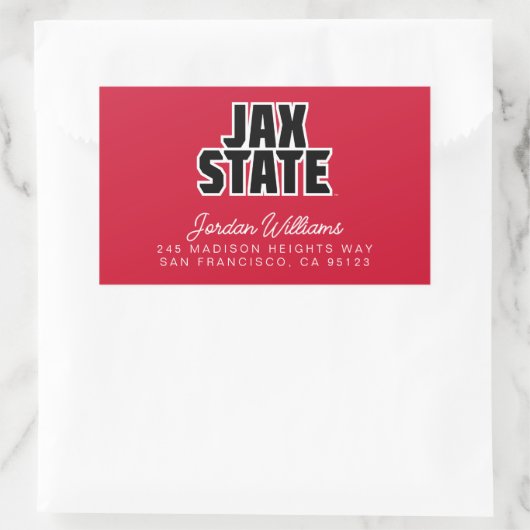 Jacksonville Staat University JAX STAAT Bold Text Rechteckiger Aufkleber (Tasche)