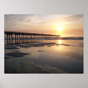 Jacksonville-Strand-Sonnenaufgang - Pier Poster
