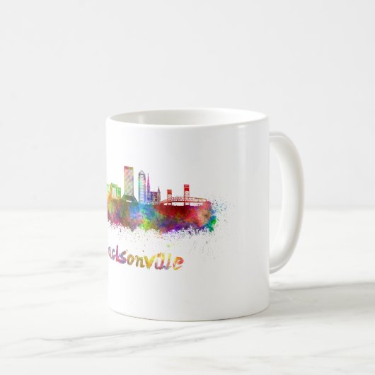 Jacksonville V2 skyline im Watercolor Kaffeetasse (VorderseiteRechts)