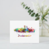 Jacksonville V2 skyline im Watercolor Postkarte (Stehend Vorderseite)
