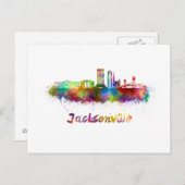 Jacksonville V2 skyline im Watercolor Postkarte (Vorne/Hinten)