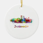 Jacksonville V2 Skyline in Aquarellfarbe Keramikornament (Vorne)