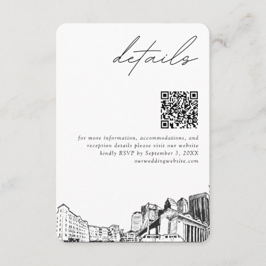 Jacksonville Wedding Details QR Code Small Begleitkarte (Vorderseite)