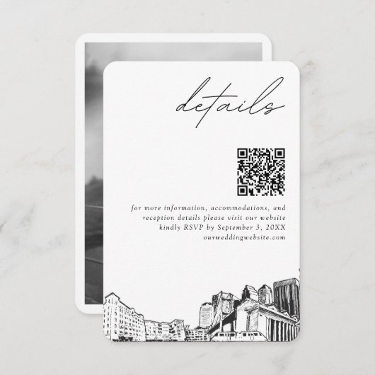 Jacksonville Wedding Details QR Code Small Begleitkarte (Vorne/Hinten)